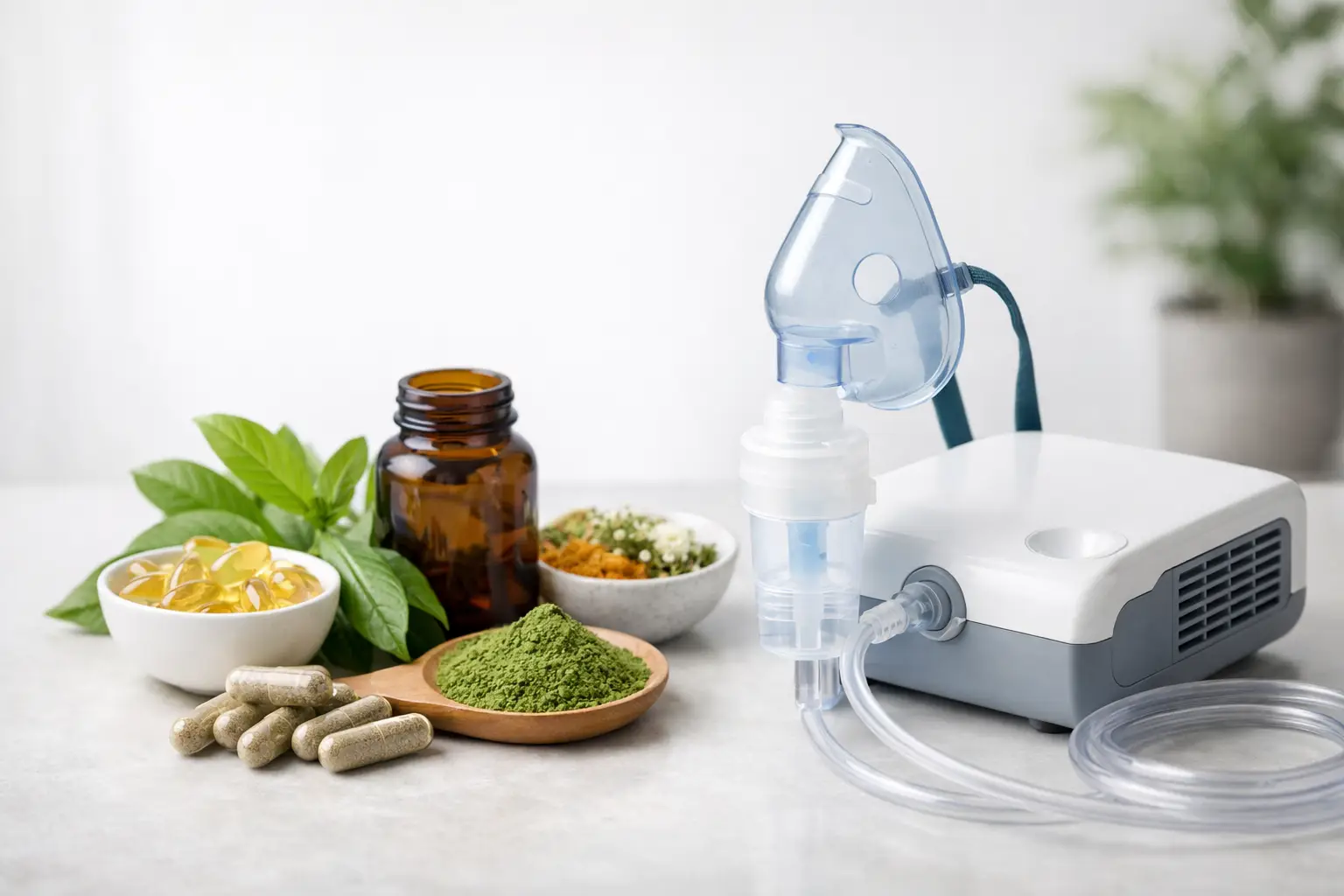 Can natural supplements replace nebulizers safely - child using nebulizer