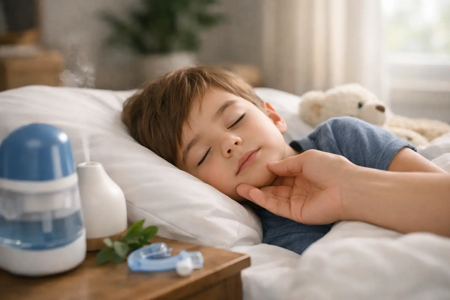 Mother helping her child build stronger airway resilience with a calm daily routine